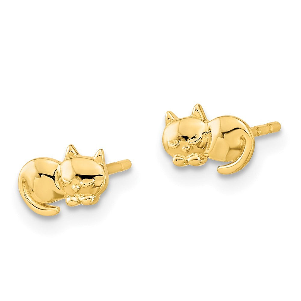 14k Yellow Gold Polished Cat Earrings