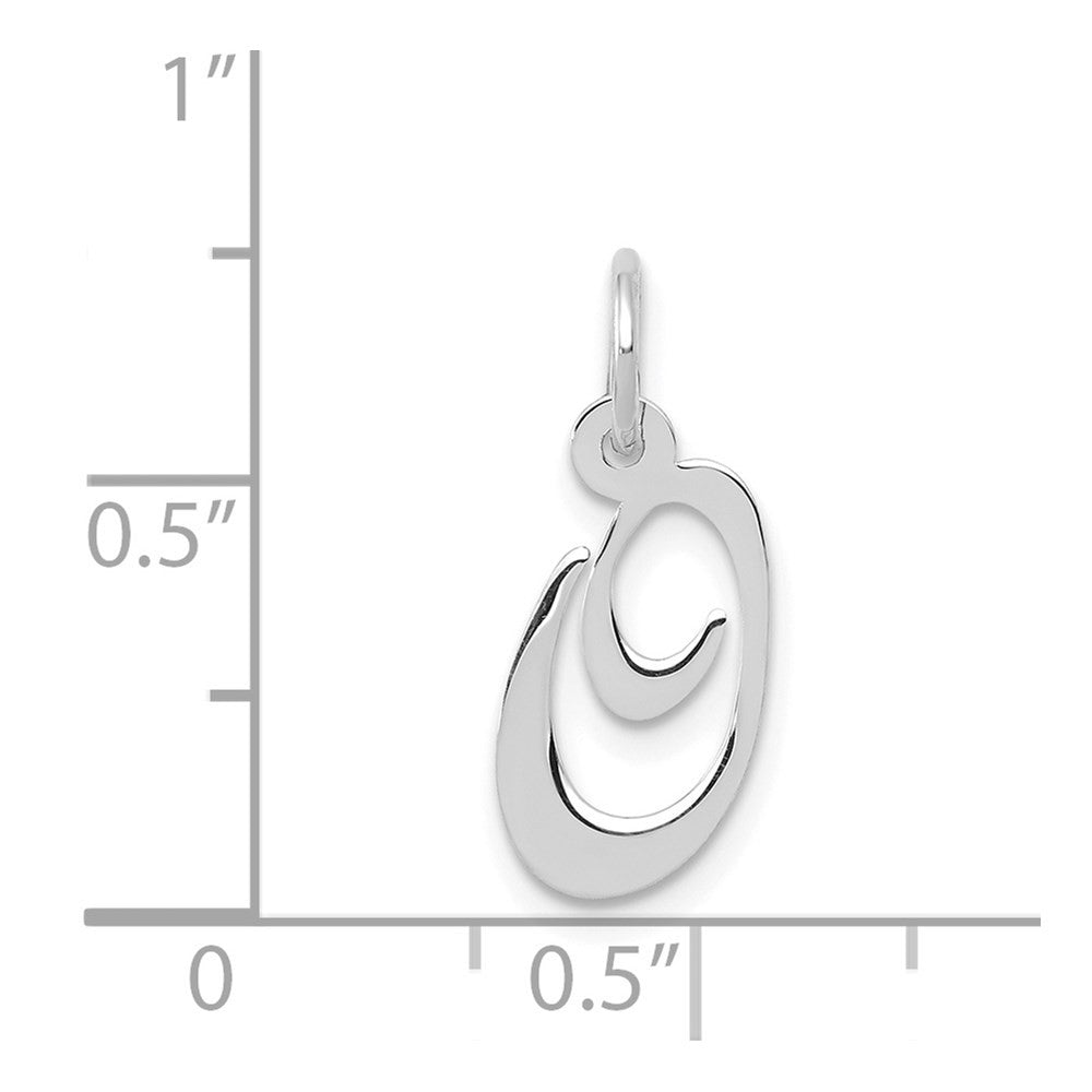 14k White Gold Small Fancy Script Letter O Initial Charm Pendant