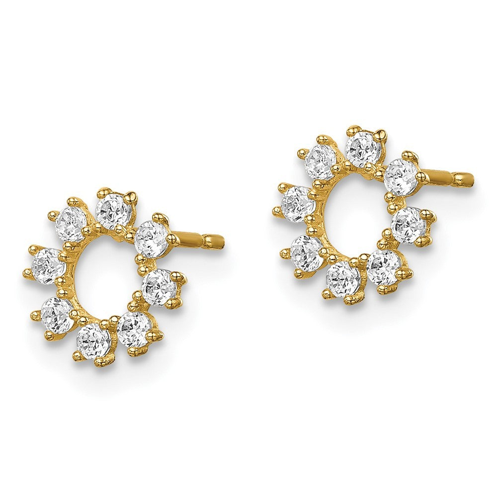 14k Yellow Gold CZ Circle Earrings