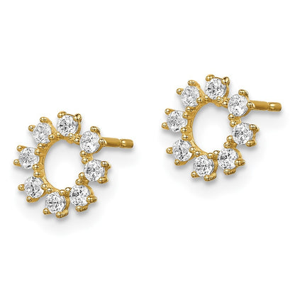 14k Yellow Gold CZ Circle Earrings