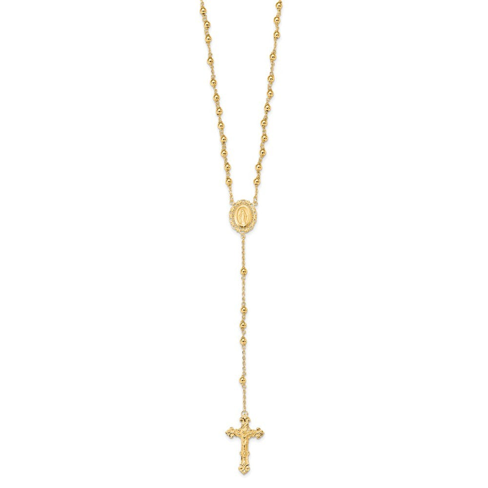 Sterling Silver Flash Gold-plated Polished Rosary Necklace