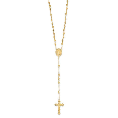 Sterling Silver Flash Gold-plated Polished Rosary Necklace