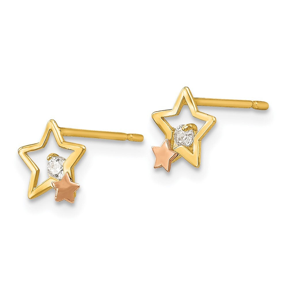 14k Yellow & Rose Gold Cubic Zirconia Children's Star Stud Earrings