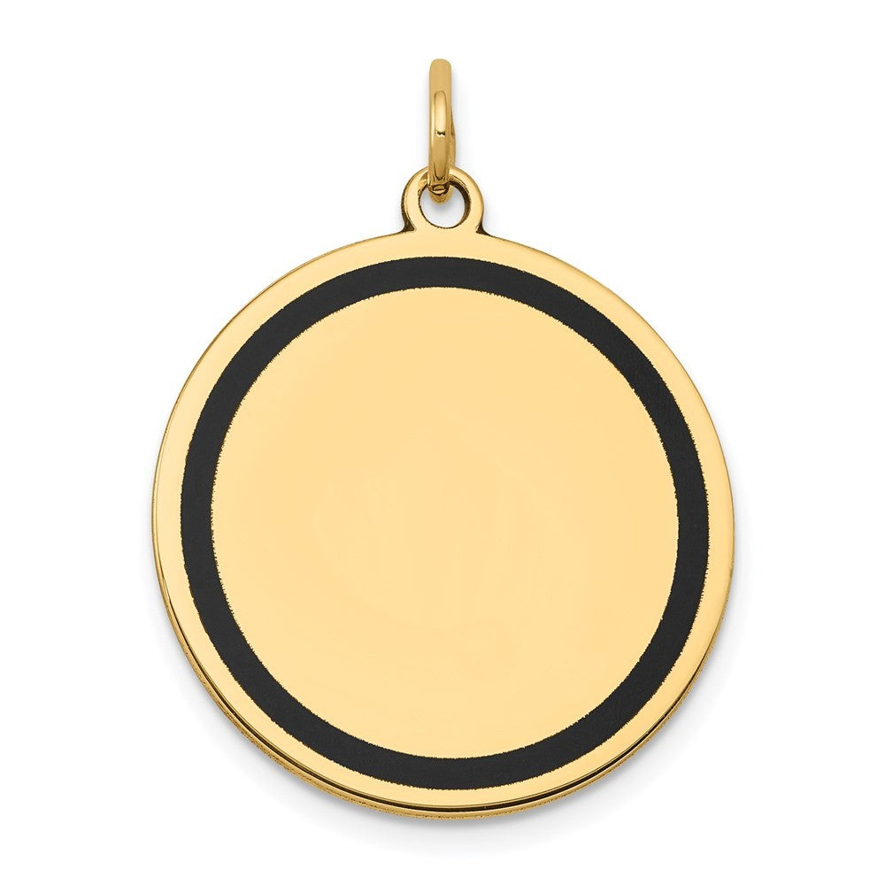 14k Yellow Gold w Enamel .027 Gauge Circular Engravable Disc Charm