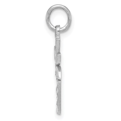 14k White Gold Diamond-cut Apple Charm Pendant for Women