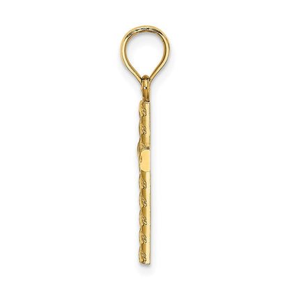 14k Yellow Gold Beaded and Polished Cross Charm