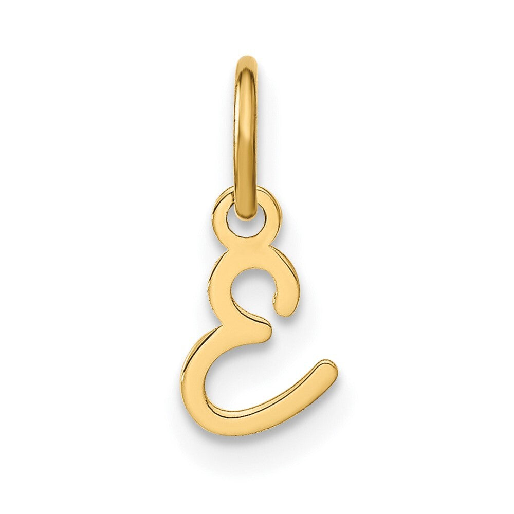 14k Yellow Gold Upper case Letter E Initial Charm Pendant for Women