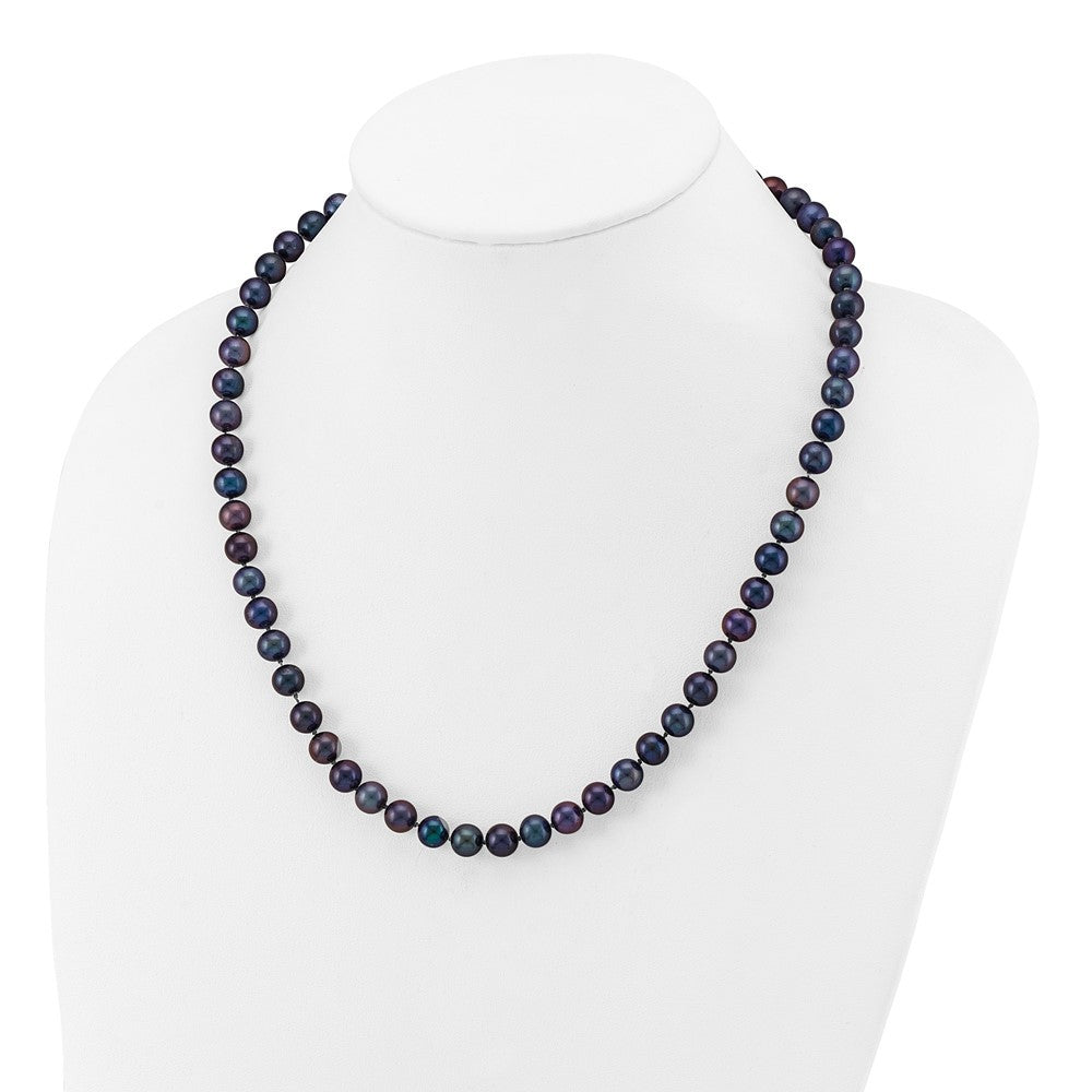 14k Yellow Gold 7-8mm Black Freshwater Cultured Pearl 20 inch Necklace