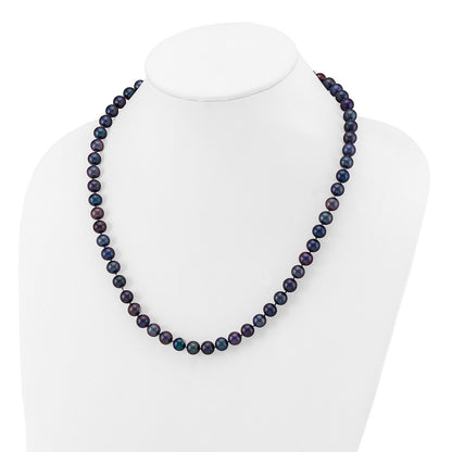 14k Yellow Gold 7-8mm Black Freshwater Cultured Pearl 20 inch Necklace