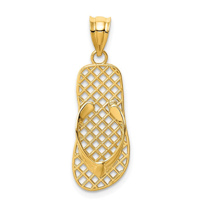 14k Yellow Gold Mesh Flip flop Pendant for Women
