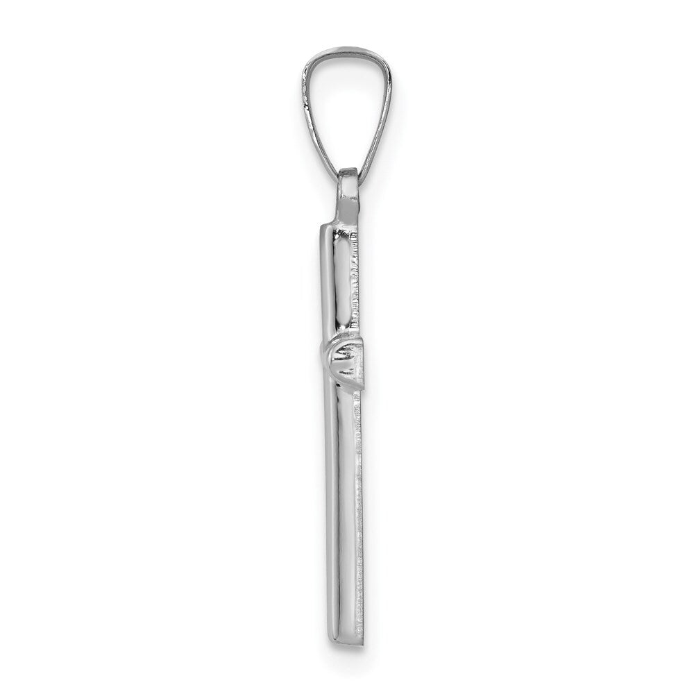 14k White Gold Polished Hollow Latin Cross Pendant for Women