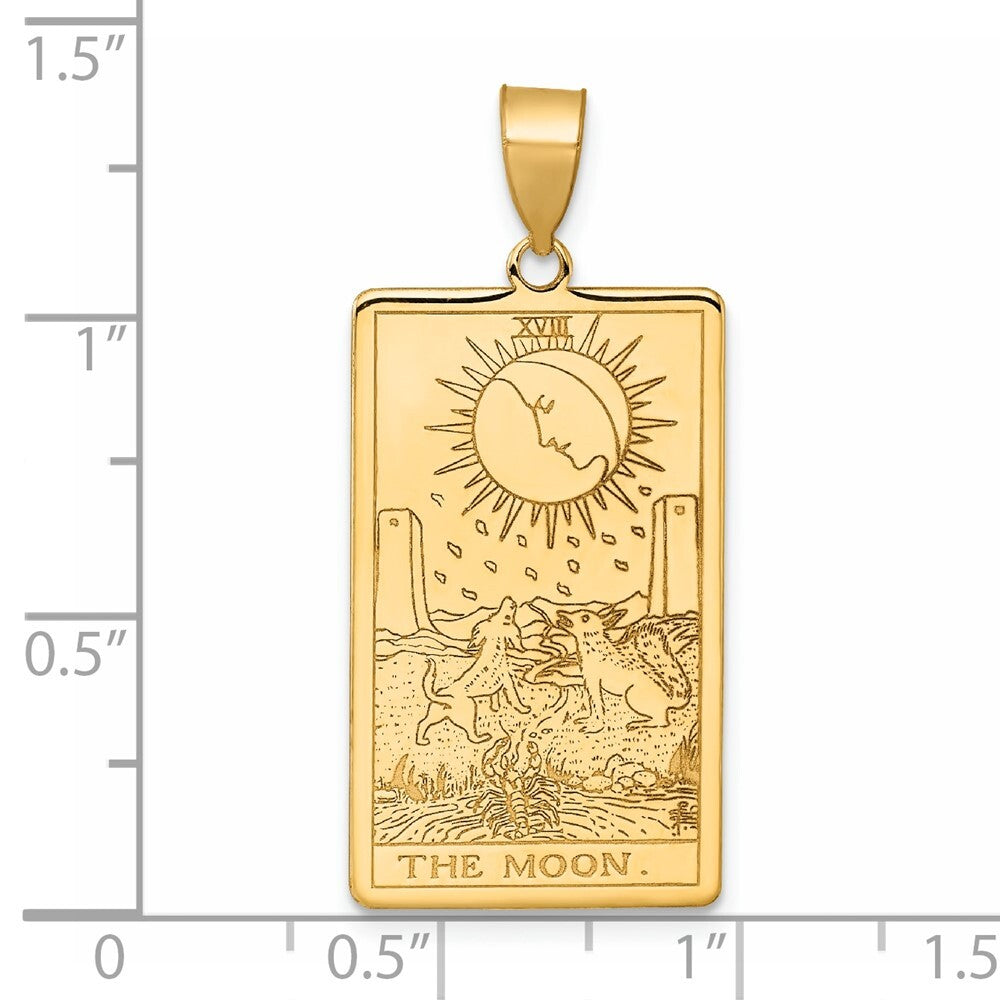 14k Yellow Gold The Moon Tarot Card Pendant for Women