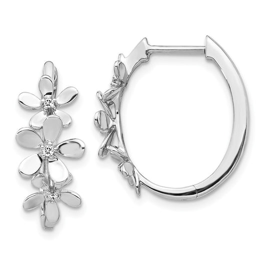 14k White Gold Diamond Hoop Earrings