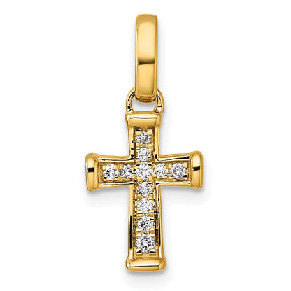 14k Yellow Gold Small Diamond Latin Cross Pendant