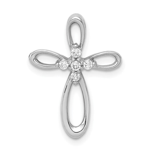 14k White Gold 1/10ct. Diamond Cross Chain Slide Pendant for Women