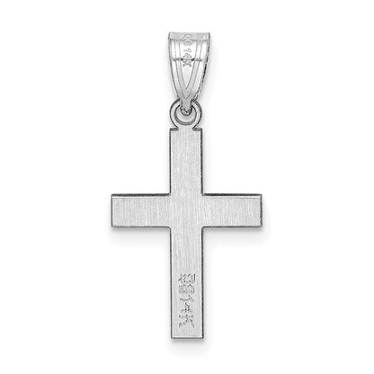 14k White Gold Polished Cross Charm Pendant for Women