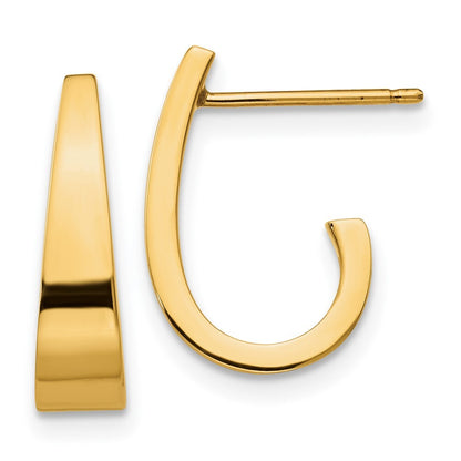 14k Yellow Gold Small Polished J Hoop Earrings Gift for Women