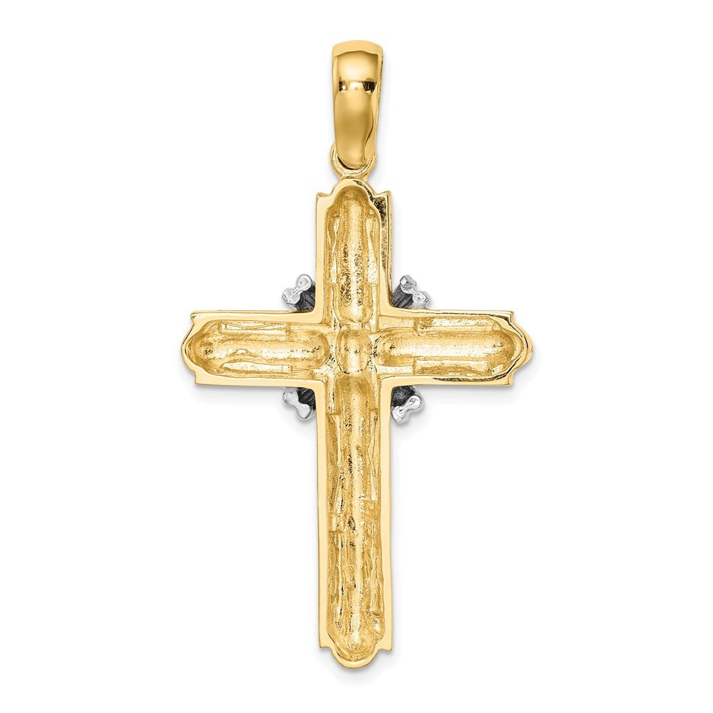 14K Two-Tone Gold X Center Polished Cross