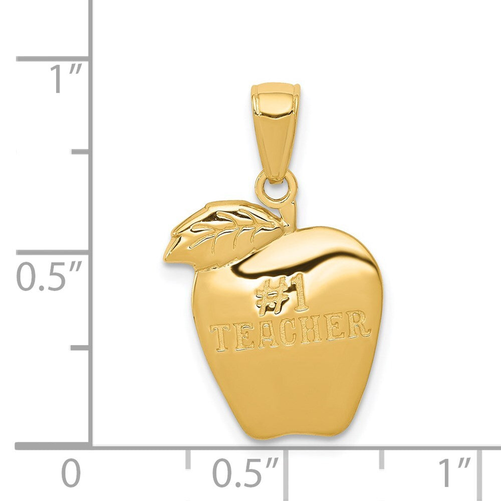 14k Yellow Gold #1 TEACHER Apple Pendant for Women
