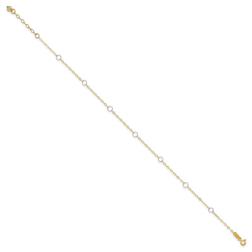 14k Two-tone Circles 7-Station 11" Anklet