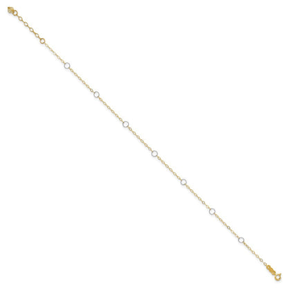 14k Two-tone Circles 7-Station 11" Anklet
