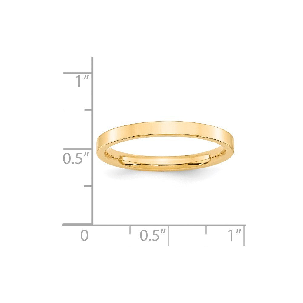 14K Yellow Gold 2.5mm Standard Weight Flat Comfort Fit Wedding Band Size 5