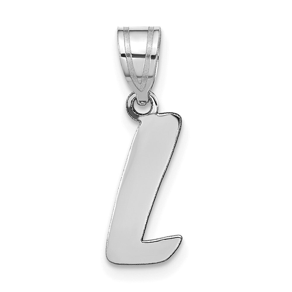 14k White Gold Polished Script Letter L Initial Pendant for Women