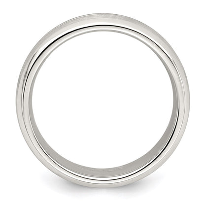 Sterling Silver 7mm Brushed Domed Grooved Fancy Band Size 11