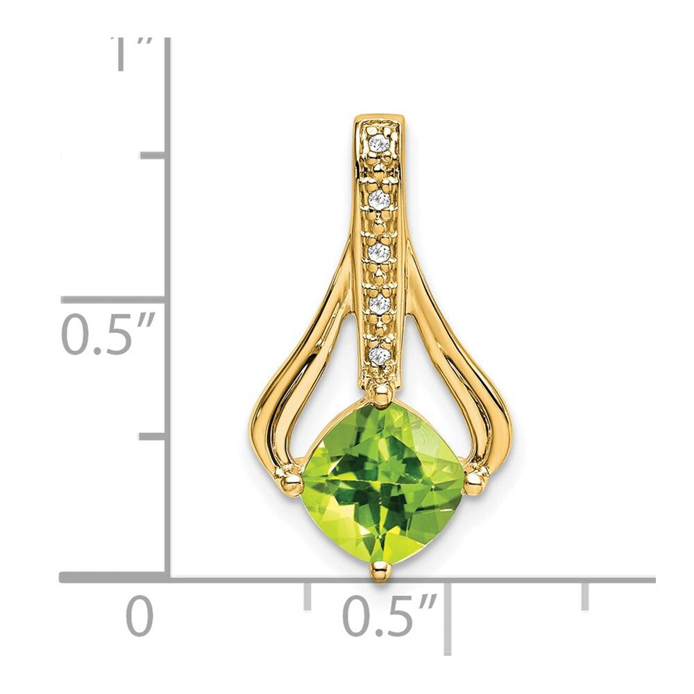 14k Yellow Gold Peridot and Diamond Pendant for Women
