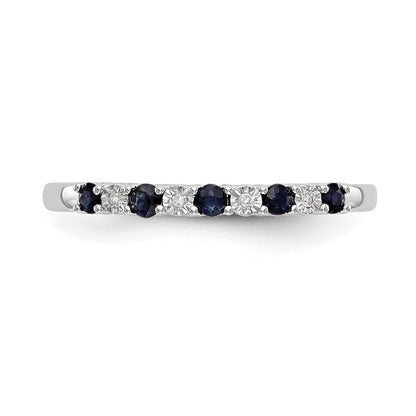 14k White Gold .01 carat Diamond and Blue Sapphire Complete Band Size 7