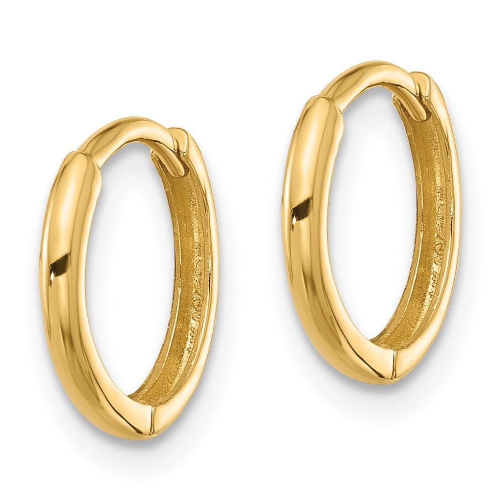 14k Yellow Gold Polished 1.45mm Hinged Huggie Hoop Earrings Gift for Women