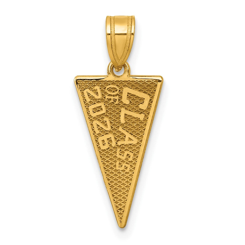 14k Yellow Gold Class Of 2026 Rally Flag / Graduation Charm Pendant for Women