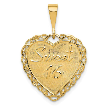 14k Yellow Gold Reversible SWEET 16 Charm Pendant