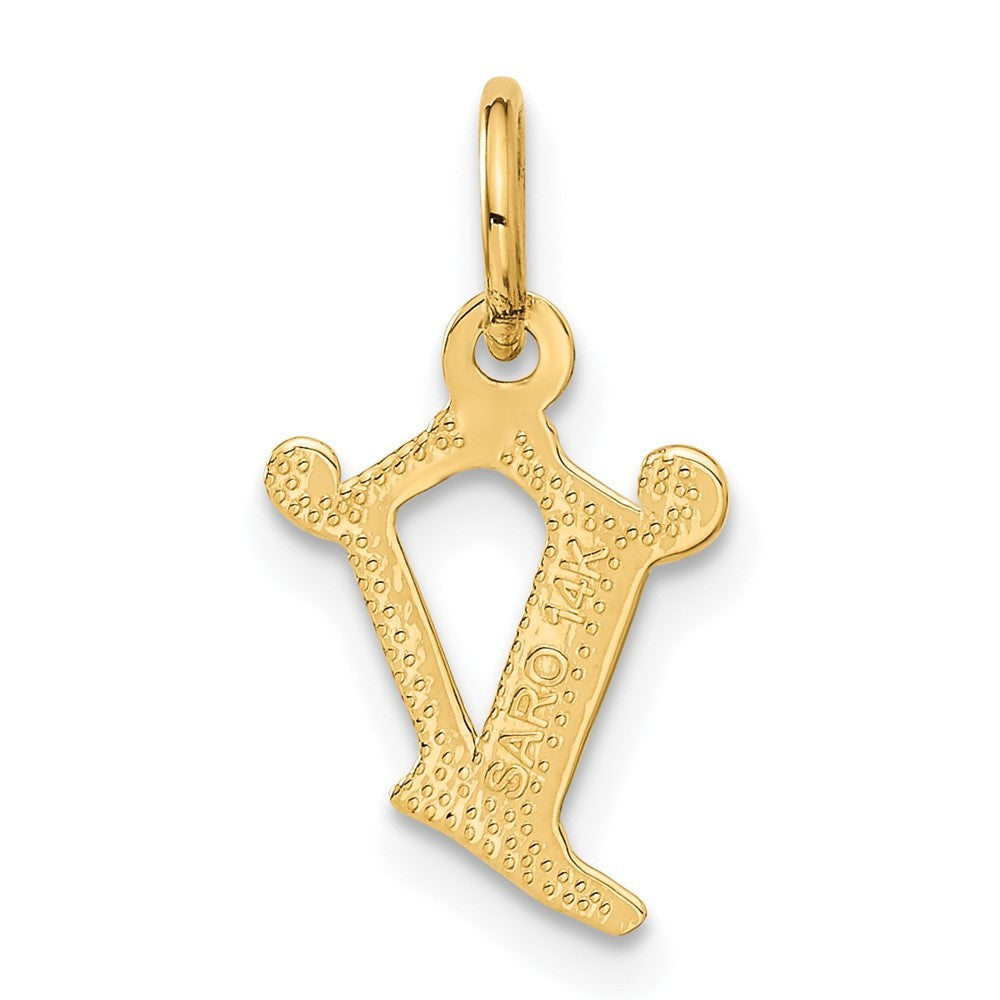 14k Yellow Gold Letter V Initial Charm Pendant