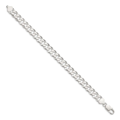 Sterling Silver 8.5mm Beveled Curb Chain Bracelet