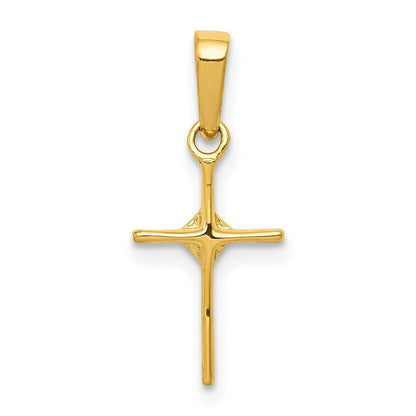 14k Yellow Gold Small .01ct. Diamond Cross Pendant for Women
