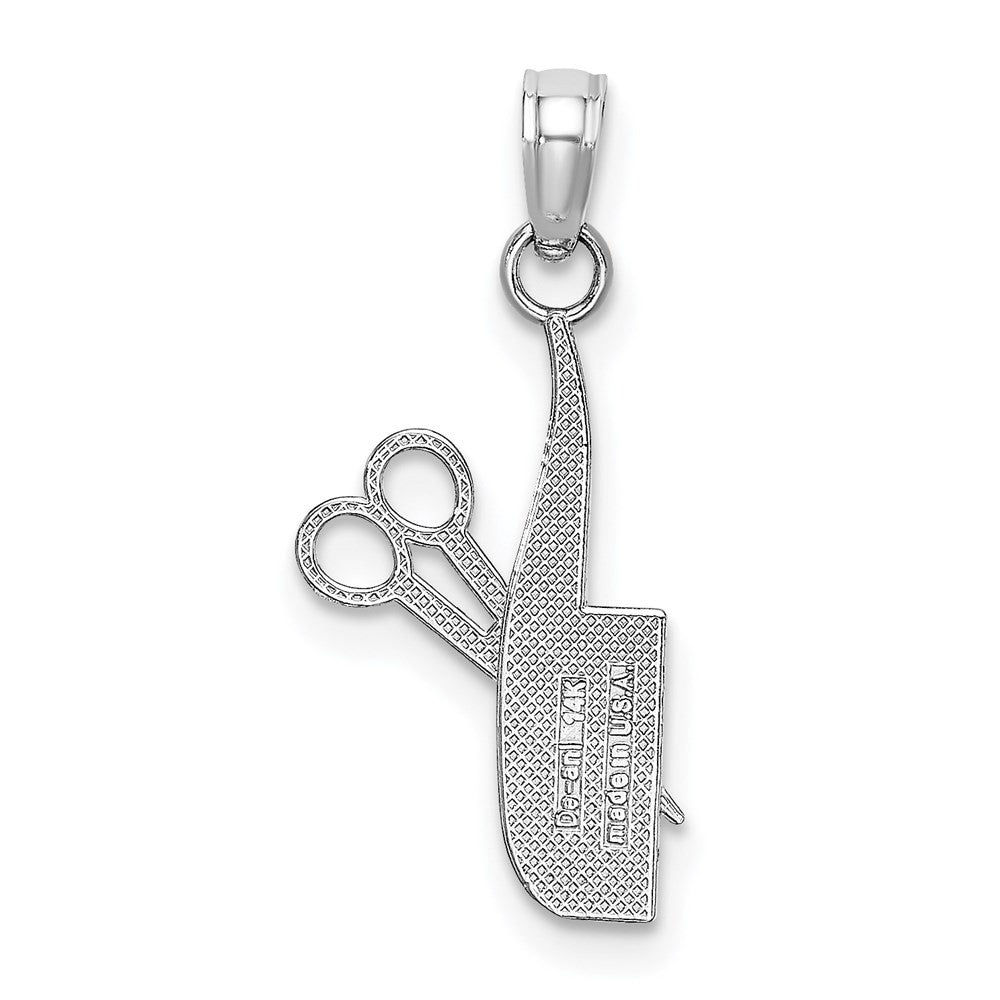 14k White Gold Comb and Scissors Charm Pendant