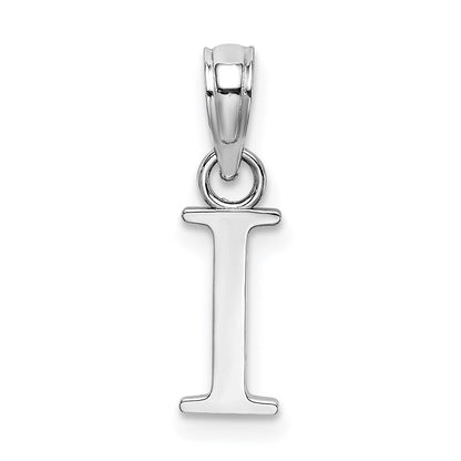 14k White Gold Polished Block Letter I Initial Pendant for Women