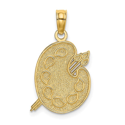 14k Yellow Gold Engraved Textured Painters Pallet Charm