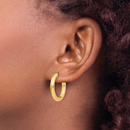 14k Yellow Gold Polished Hinged Hoop Earrings Gift for Women
