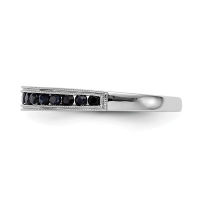 14k White Gold Blue Sapphire Complete Channel Band Size 7