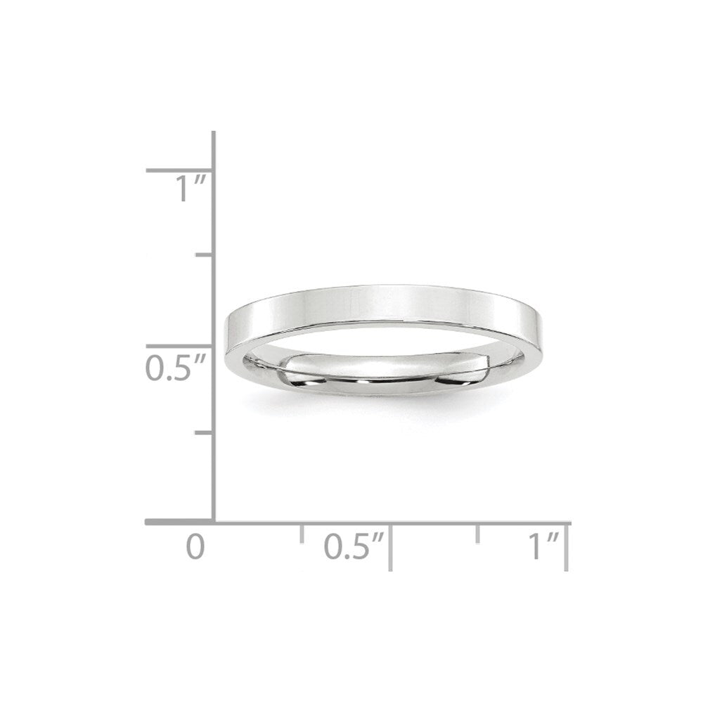 14k White Gold 3mm Standard Weight Flat Comfort Fit Wedding Band Size 5