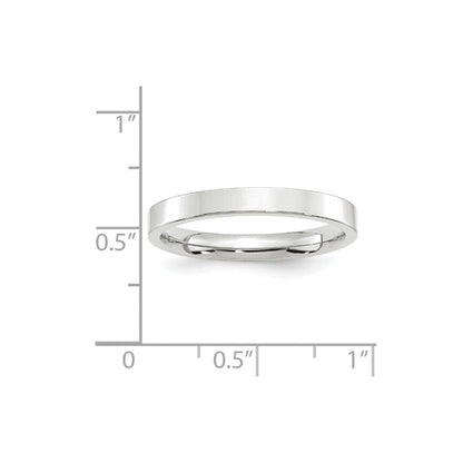 14k White Gold 3mm Standard Weight Flat Comfort Fit Wedding Band Size 5