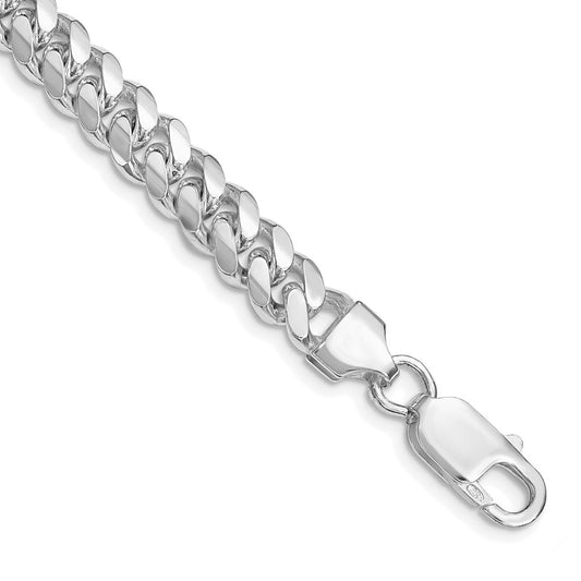 Sterling Silver Rhodium-plated 7.0mm Polished Domed Curb Chain Bracelet