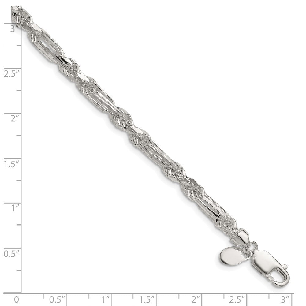 Sterling Silver 4.75mm Diamond-Cut Figarope Chain Bracelet