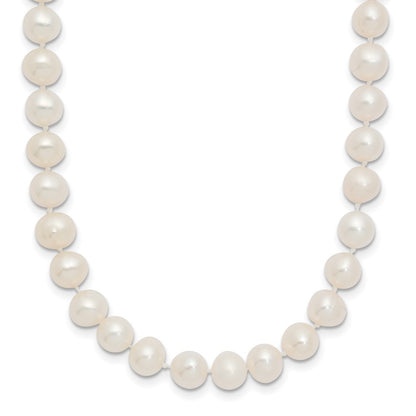 14k Yellow Gold 6-7mm White Semi-Round Cultured Pearl Necklace 16"