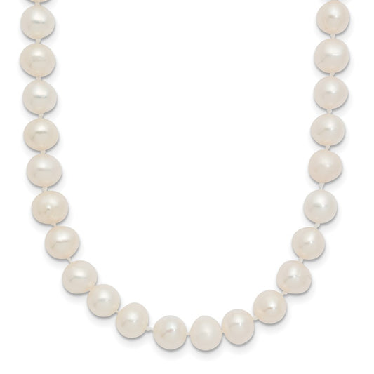 14k Yellow Gold 6-7mm White Semi-Round Cultured Pearl Necklace 16"