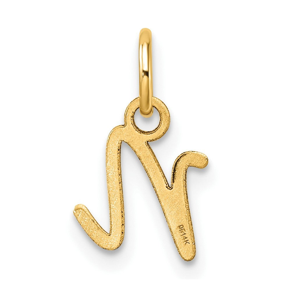 14k Yellow Gold Uppercase Letter N Initial Charm Pendant