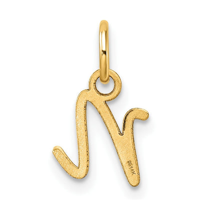 14k Yellow Gold Uppercase Letter N Initial Charm Pendant