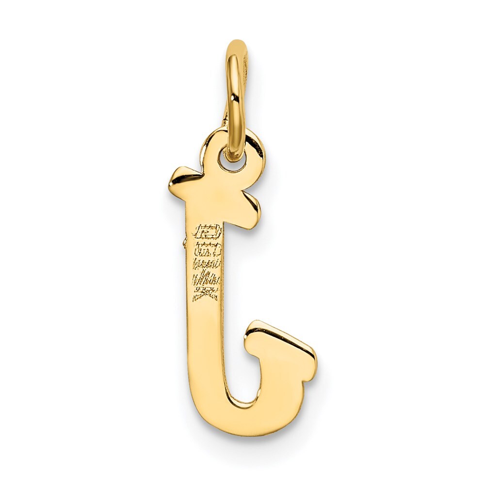 14k Yellow Gold Small Script Letter J Initial Charm Pendant for Women